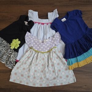 Bundle Of Baby Girl Colorful Designer Dresses, Sz 2T